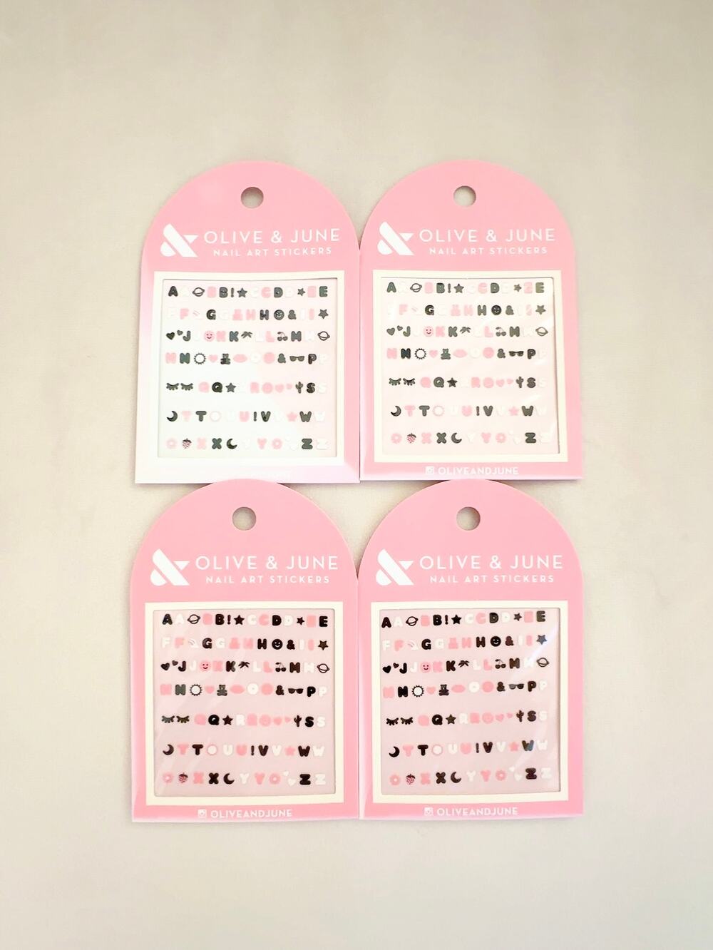 Lot of 4 Olive & June Bubble Letter Nail Art Sticker NWT Y2K Coquette Mani
